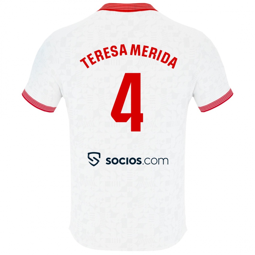 Niño Camiseta Teresa Merida #4 Blanco 1ª Equipación 2023/24 La Camisa
