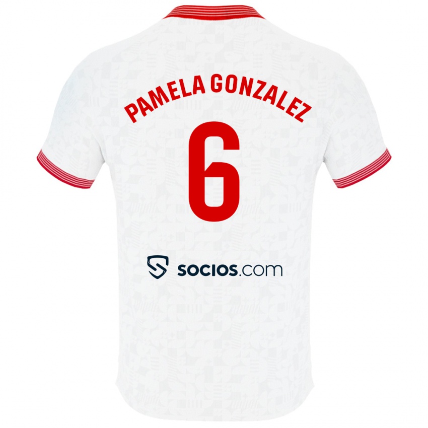 Niño Camiseta Cinthia Pamela González Medina #6 Blanco 1ª Equipación 2023/24 La Camisa