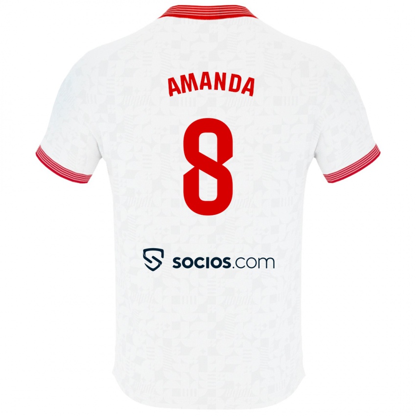 Niño Camiseta Amanda Sampedro Bustos #8 Blanco 1ª Equipación 2023/24 La Camisa