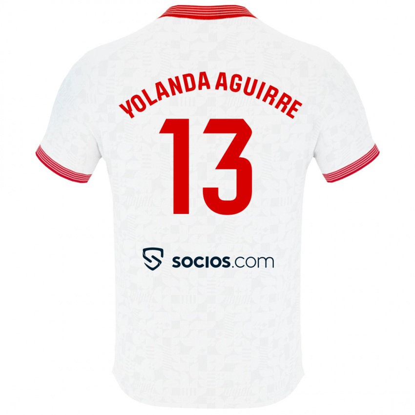 Niño Camiseta Yolanda Aguirre Gutiérrez #13 Blanco 1ª Equipación 2023/24 La Camisa