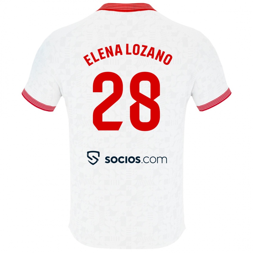 Niño Camiseta Elena Lozano Gallego #28 Blanco 1ª Equipación 2023/24 La Camisa