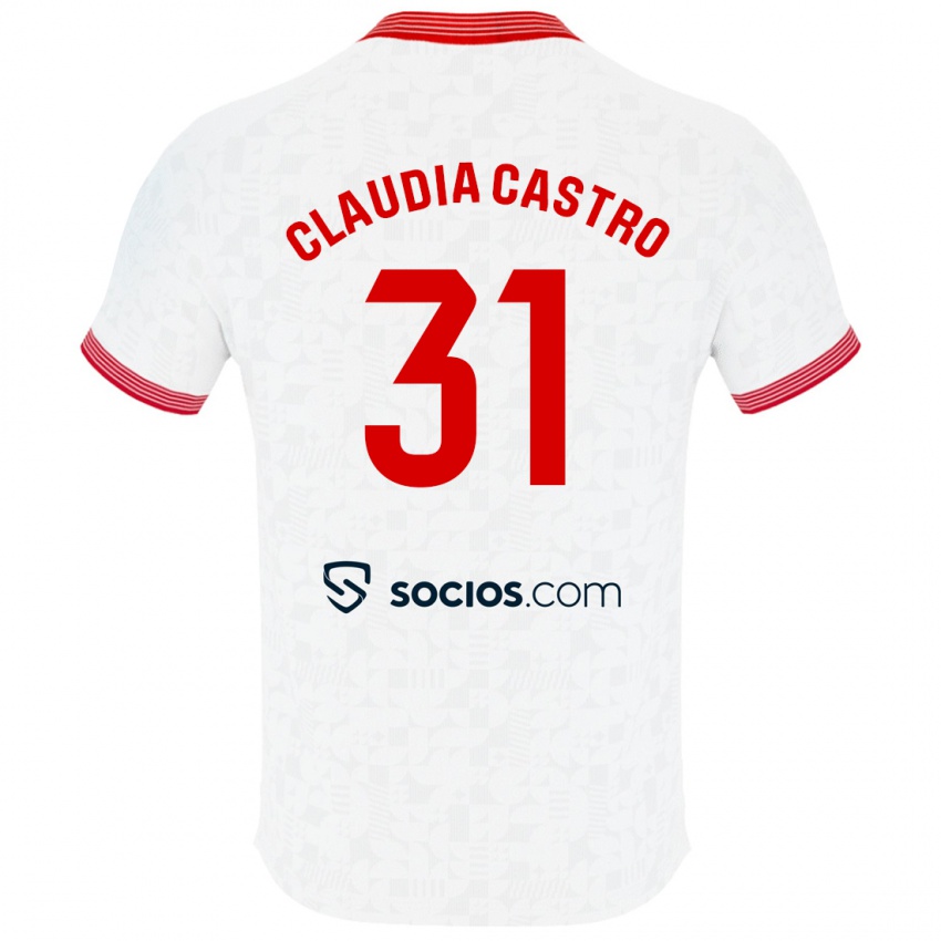 Niño Camiseta Claudia Castro Romero #31 Blanco 1ª Equipación 2023/24 La Camisa