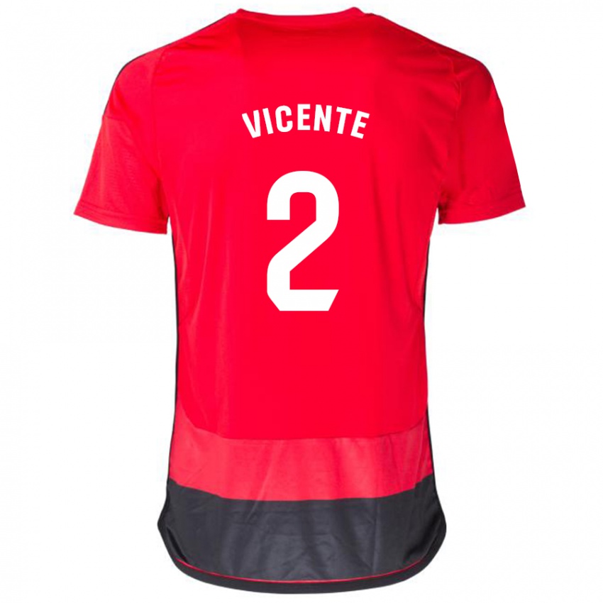 Niño Camiseta David Vicente #2 Negro Rojo 1ª Equipación 2023/24 La Camisa