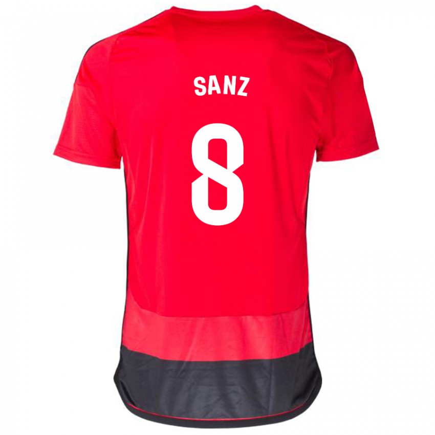 Niño Camiseta Álvaro Sanz #8 Negro Rojo 1ª Equipación 2023/24 La Camisa