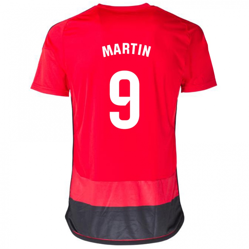 Niño Camiseta Carlos Martin #9 Negro Rojo 1ª Equipación 2023/24 La Camisa