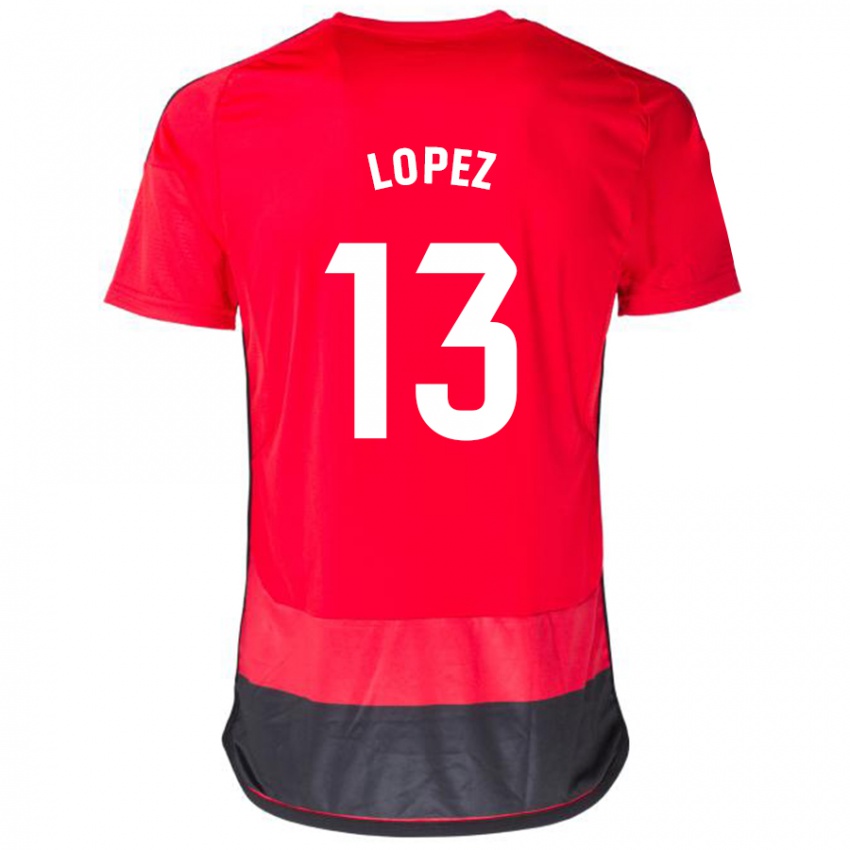 Niño Camiseta Luis López #13 Negro Rojo 1ª Equipación 2023/24 La Camisa