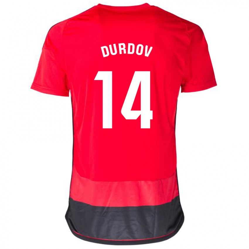 Niño Camiseta Ivan Durdov #14 Negro Rojo 1ª Equipación 2023/24 La Camisa