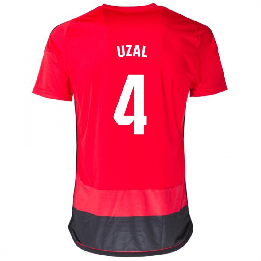 Niño Camiseta Yeray Uzal #4 Negro Rojo 1ª Equipación 2023/24 La Camisa