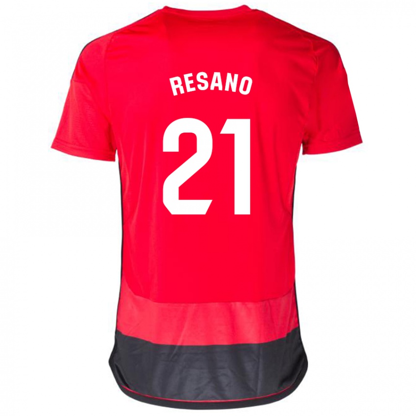 Niño Camiseta Xabier Resano #21 Negro Rojo 1ª Equipación 2023/24 La Camisa