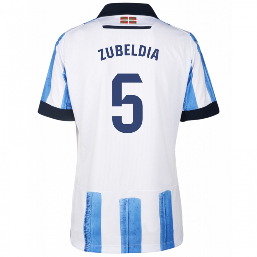 Niño Camiseta Igor Zubeldia #5 Azul Blanco 1ª Equipación 2023/24 La Camisa