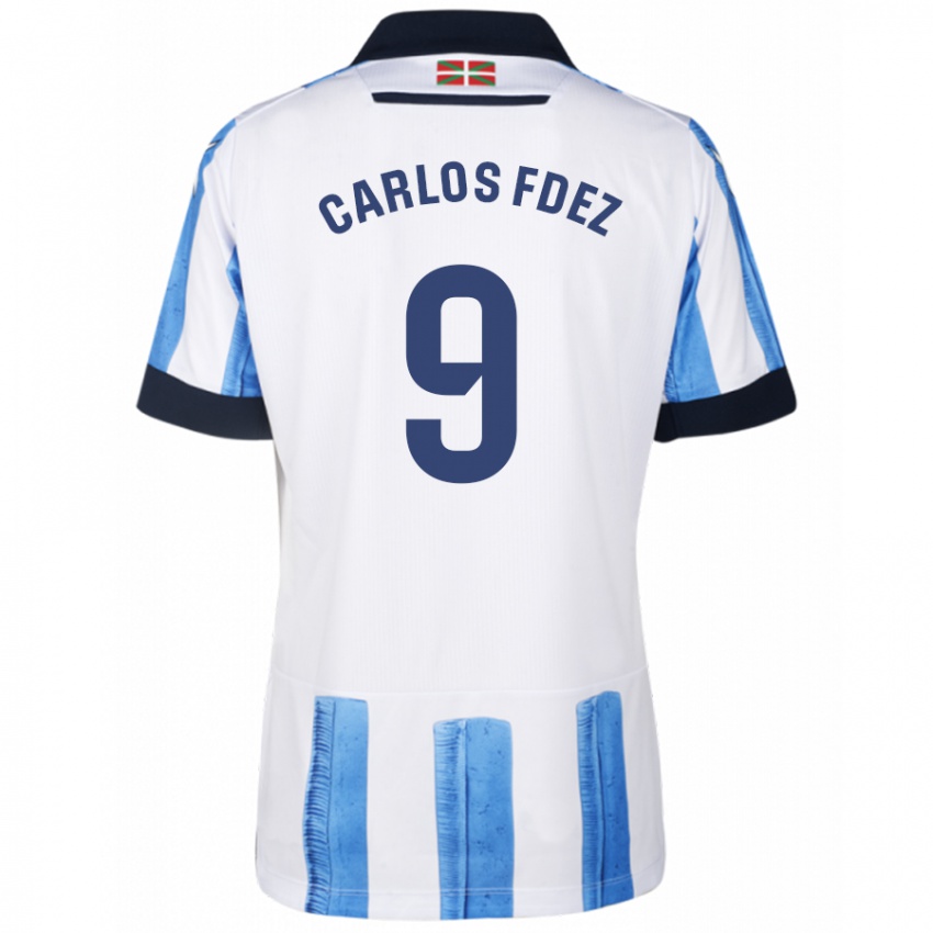 Niño Camiseta Carlos Fernández #9 Azul Blanco 1ª Equipación 2023/24 La Camisa