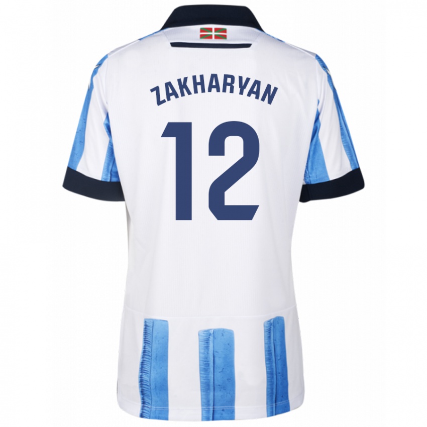 Niño Camiseta Arsen Zakharyan #12 Azul Blanco 1ª Equipación 2023/24 La Camisa