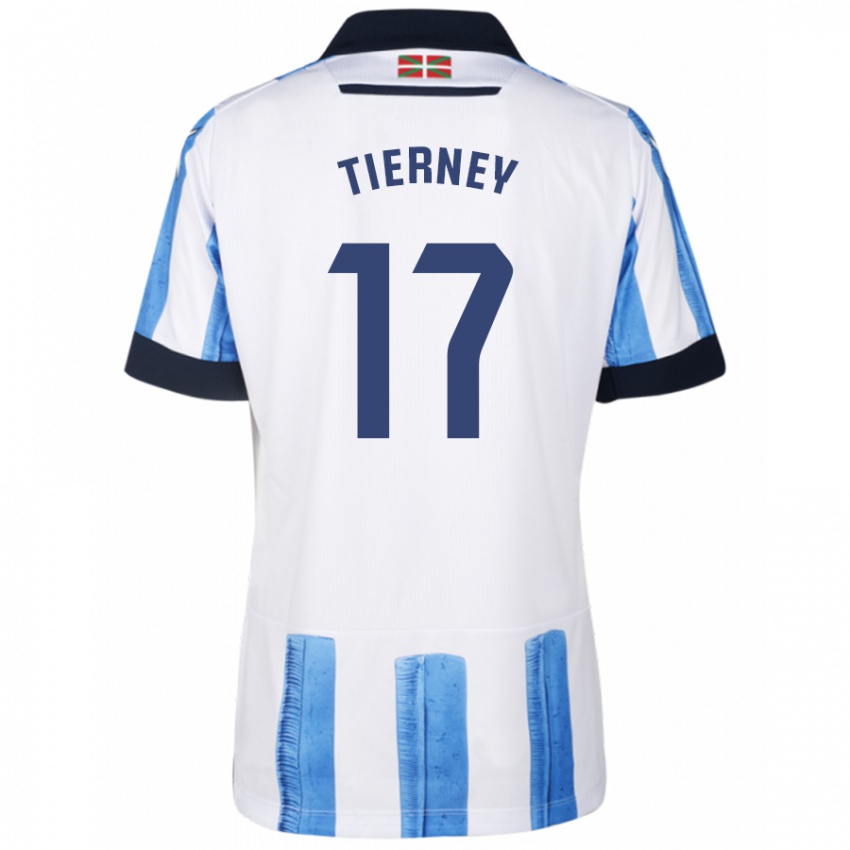 Niño Camiseta Kieran Tierney #17 Azul Blanco 1ª Equipación 2023/24 La Camisa