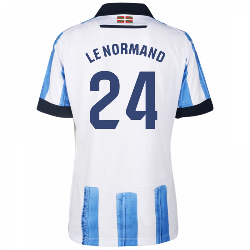Niño Camiseta Robin Le Normand #24 Azul Blanco 1ª Equipación 2023/24 La Camisa