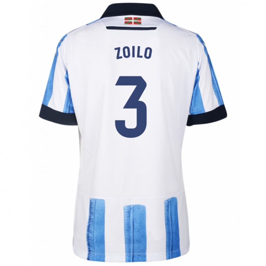 Niño Camiseta Ander Zoilo #3 Azul Blanco 1ª Equipación 2023/24 La Camisa