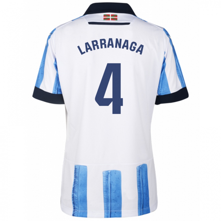 Niño Camiseta Aitor Larrañaga #4 Azul Blanco 1ª Equipación 2023/24 La Camisa