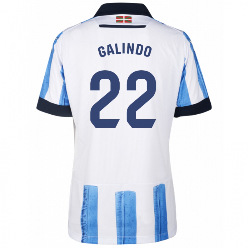 Niño Camiseta Iker Galindo #22 Azul Blanco 1ª Equipación 2023/24 La Camisa