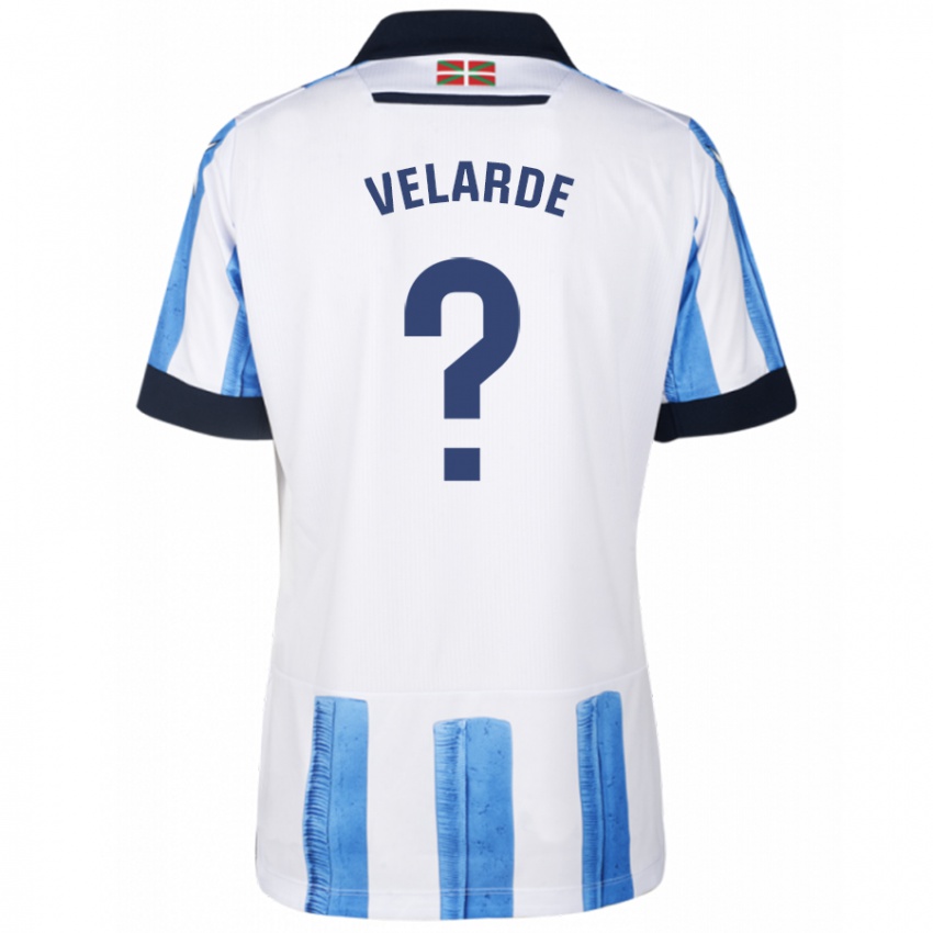 Niño Camiseta Alain Velarde #0 Azul Blanco 1ª Equipación 2023/24 La Camisa