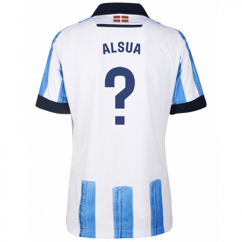 Niño Camiseta Adur Alsua #0 Azul Blanco 1ª Equipación 2023/24 La Camisa