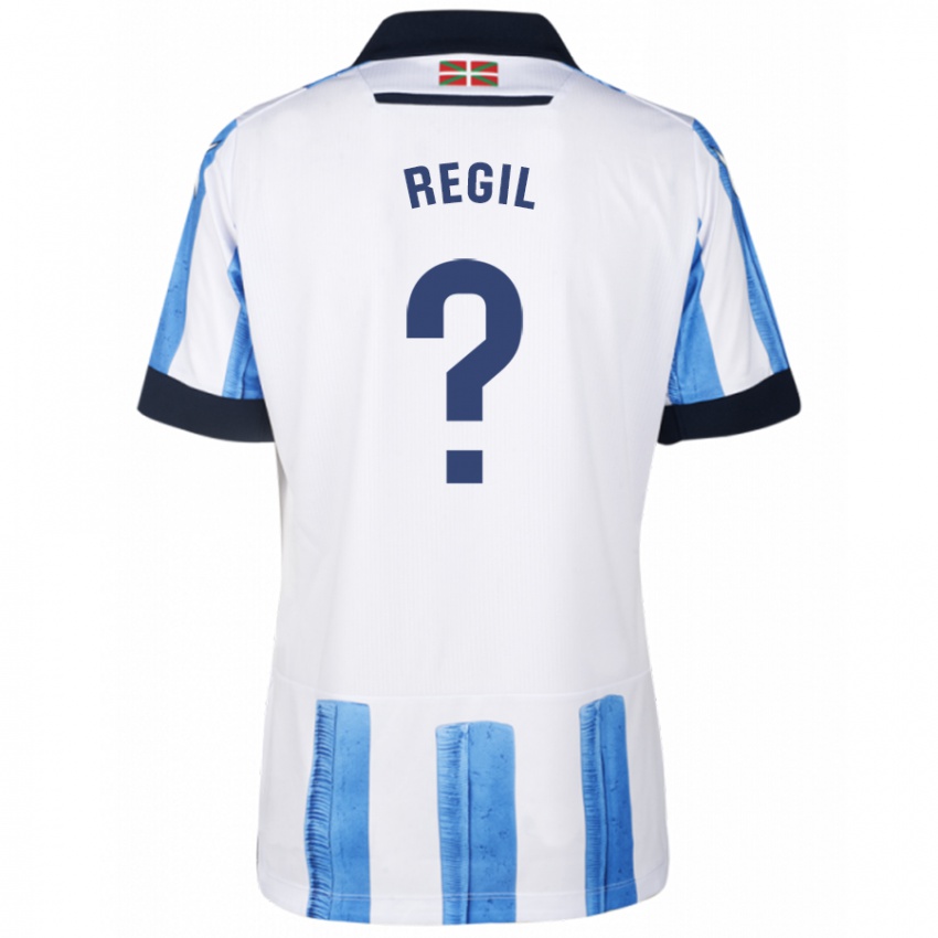 Niño Camiseta Markel Regil #0 Azul Blanco 1ª Equipación 2023/24 La Camisa