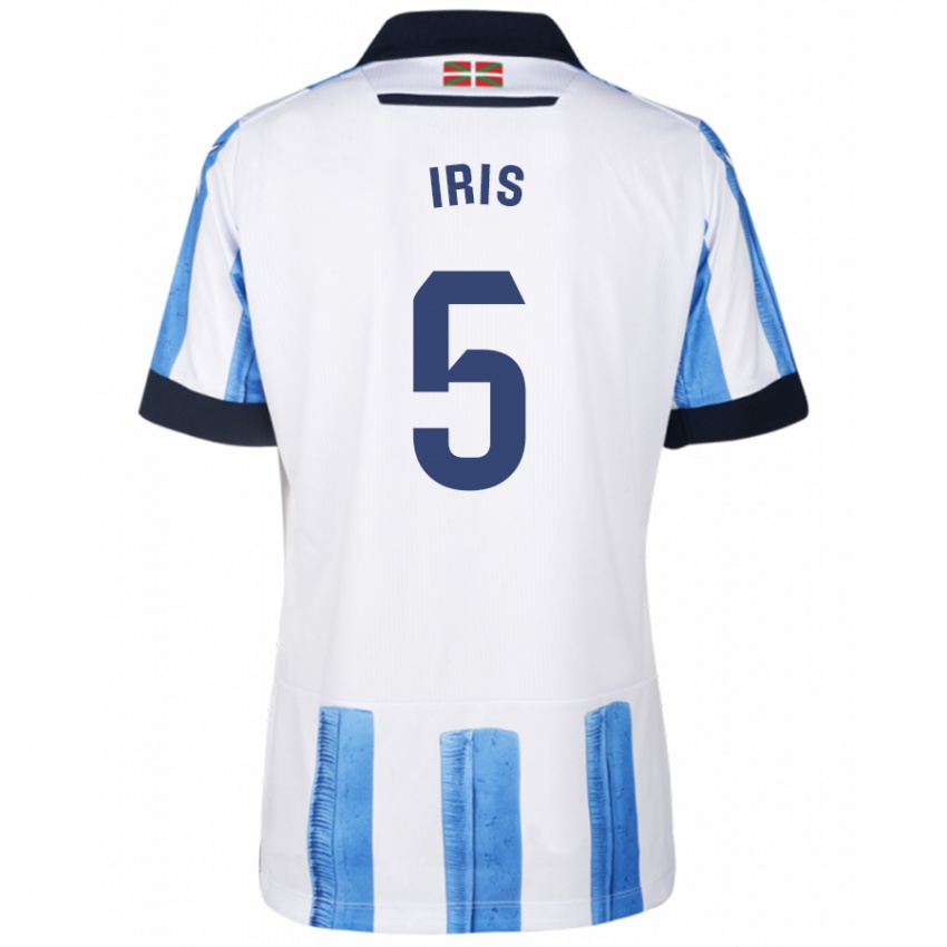 Niño Camiseta Iris Arnaiz Gil #5 Azul Blanco 1ª Equipación 2023/24 La Camisa