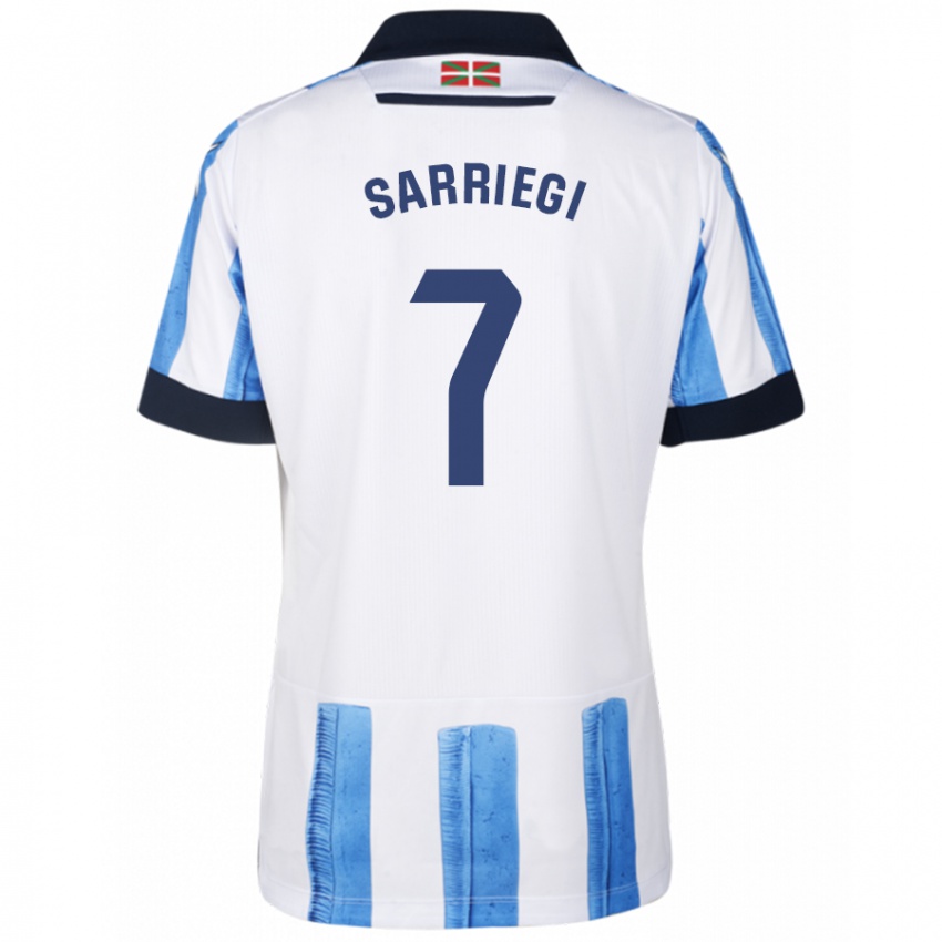 Niño Camiseta Amaiur Sarriegi Isasa #7 Azul Blanco 1ª Equipación 2023/24 La Camisa
