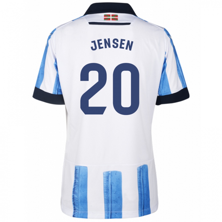 Niño Camiseta Synne Jensen #20 Azul Blanco 1ª Equipación 2023/24 La Camisa