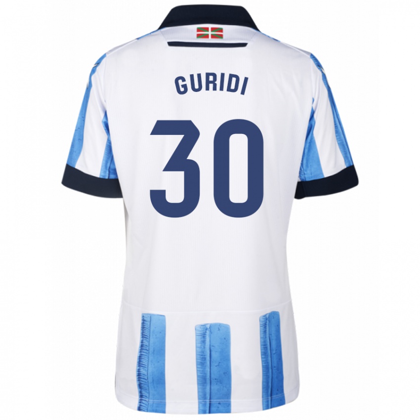 Niño Camiseta Elene Guridi Mesonero #30 Azul Blanco 1ª Equipación 2023/24 La Camisa
