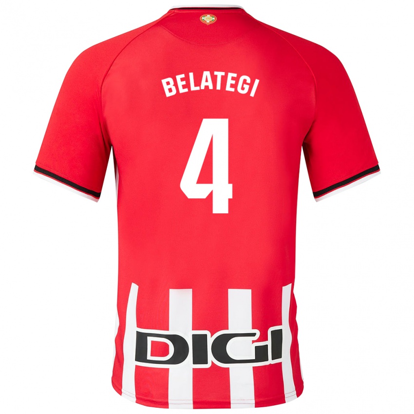 Niño Camiseta Danel Belategi #4 Rojo 1ª Equipación 2023/24 La Camisa