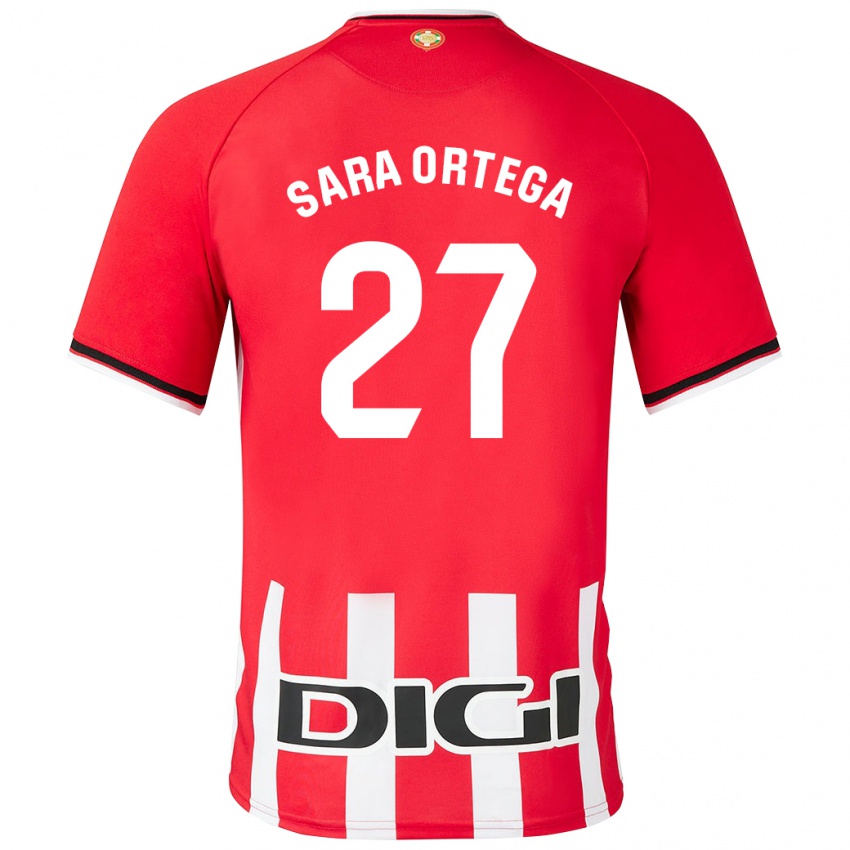 Niño Camiseta Sara Ortega Ruiz #27 Rojo 1ª Equipación 2023/24 La Camisa