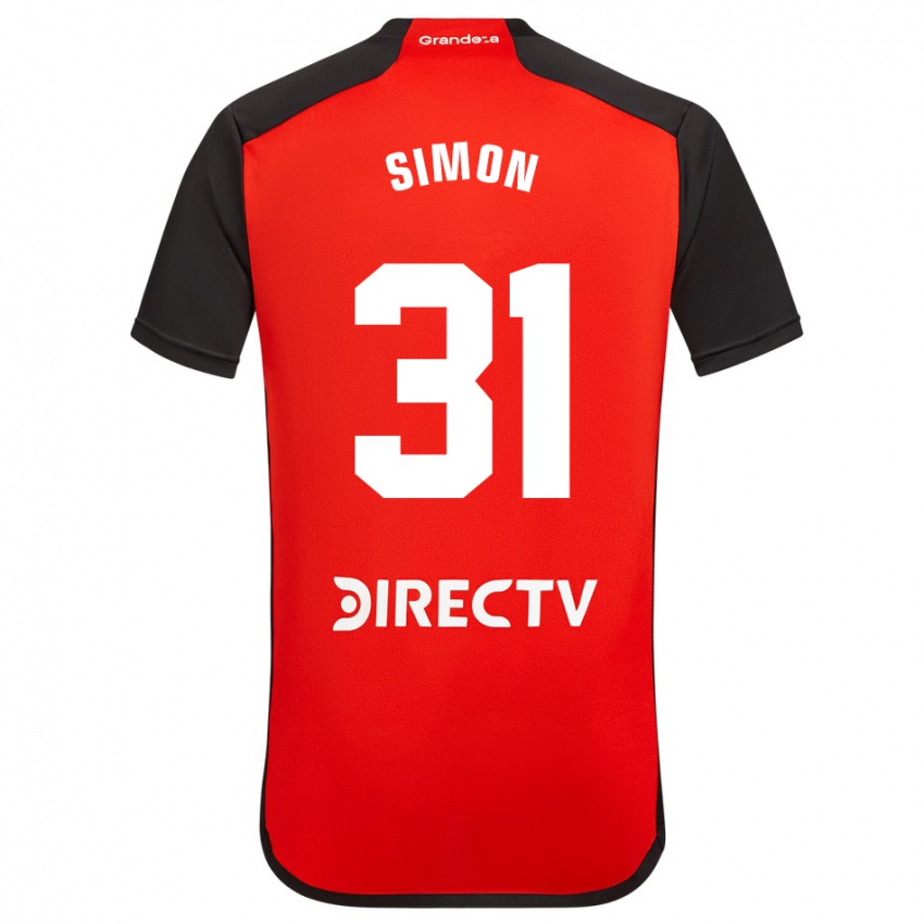 Niño Camiseta Santiago Simon #31 Rojo 2ª Equipación 2023/24 La Camisa