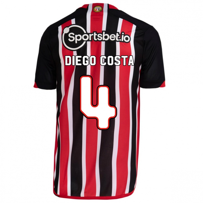 Niño Camiseta Diego Costa #4 Azul Rojo 2ª Equipación 2023/24 La Camisa