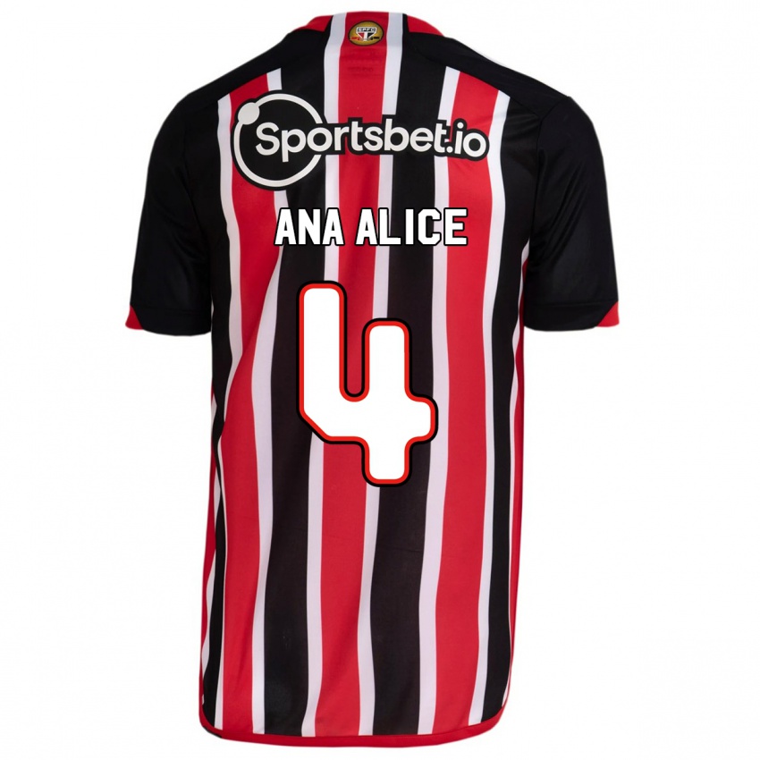 Niño Camiseta Ana Alice Luciano Da Silva #4 Azul Rojo 2ª Equipación 2023/24 La Camisa