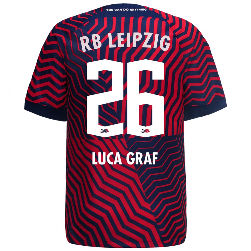 Niño Camiseta Luca Marie Graf #26 Azul Rojo 2ª Equipación 2023/24 La Camisa