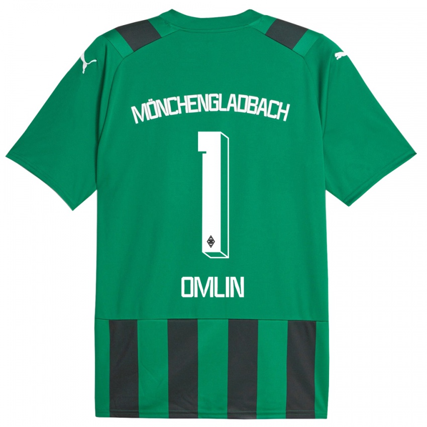 Niño Camiseta Jonas Omlin #1 Verde Negro 2ª Equipación 2023/24 La Camisa