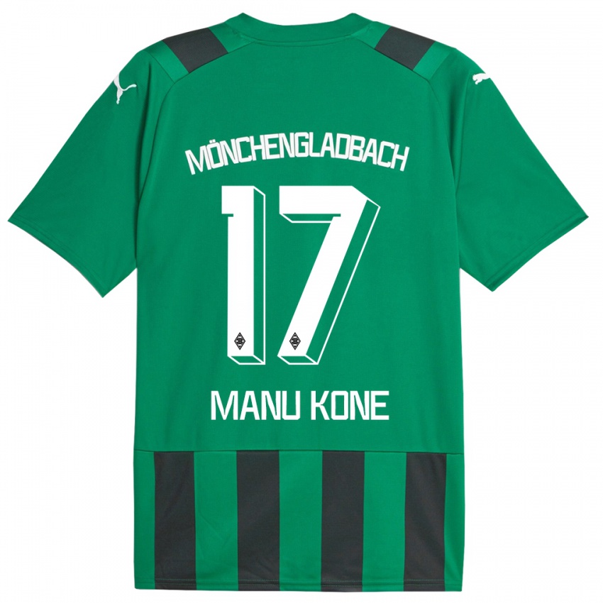 Niño Camiseta Manu Koné #17 Verde Negro 2ª Equipación 2023/24 La Camisa