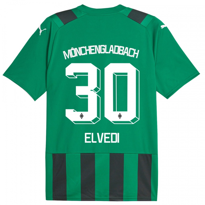 Niño Camiseta Nico Elvedi #30 Verde Negro 2ª Equipación 2023/24 La Camisa