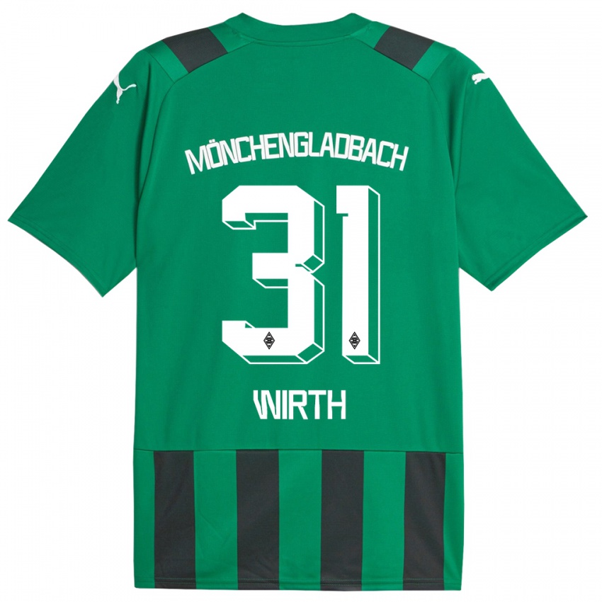 Niño Camiseta Linus Wirth #31 Verde Negro 2ª Equipación 2023/24 La Camisa
