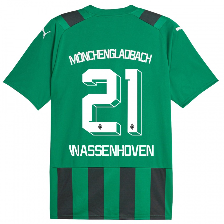 Niño Camiseta Michelle Wassenhoven #21 Verde Negro 2ª Equipación 2023/24 La Camisa