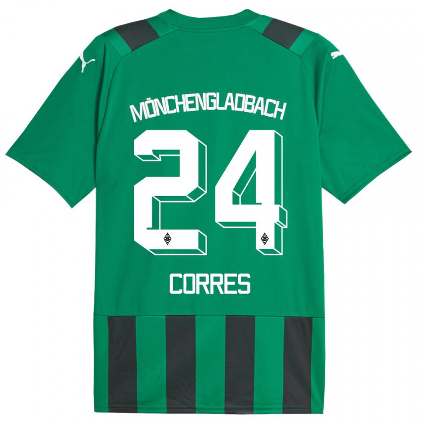 Niño Camiseta Carolin Corres #24 Verde Negro 2ª Equipación 2023/24 La Camisa