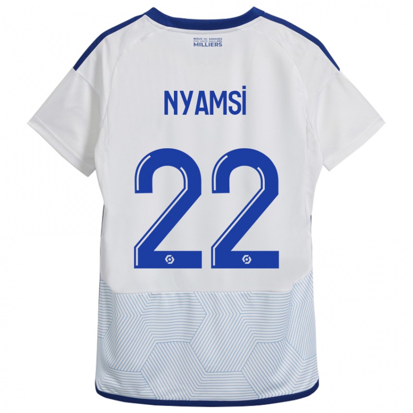 Niño Camiseta Gerzino Nyamsi #22 Blanco 2ª Equipación 2023/24 La Camisa