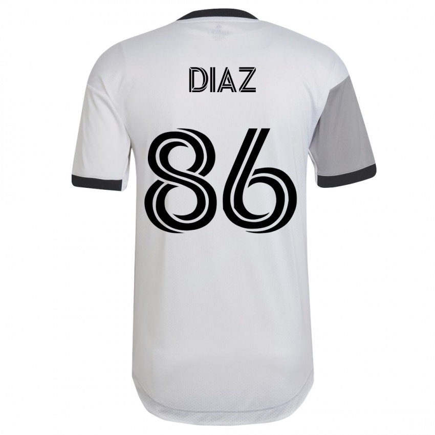 Niño Camiseta Alec Díaz #86 Blanco 2ª Equipación 2023/24 La Camisa