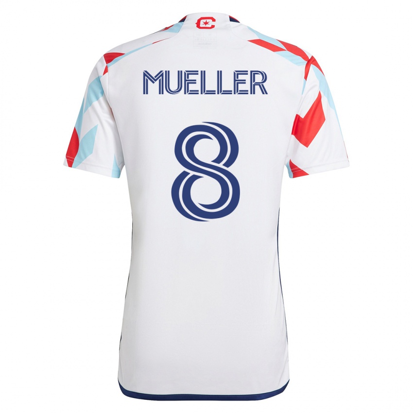Niño Camiseta Chris Mueller #8 Blanco Azul 2ª Equipación 2023/24 La Camisa