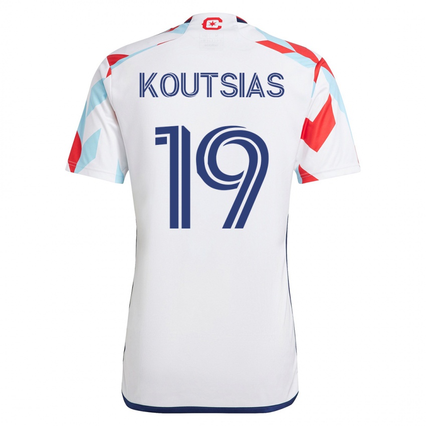 Niño Camiseta Georgios Koutsias #19 Blanco Azul 2ª Equipación 2023/24 La Camisa