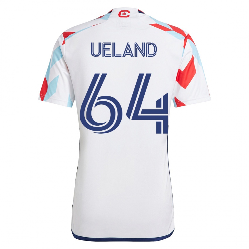 Niño Camiseta Andreas Ueland #64 Blanco Azul 2ª Equipación 2023/24 La Camisa