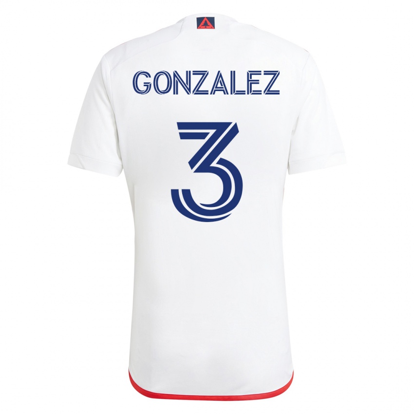 Niño Camiseta Omar González #3 Blanco Rojo 2ª Equipación 2023/24 La Camisa