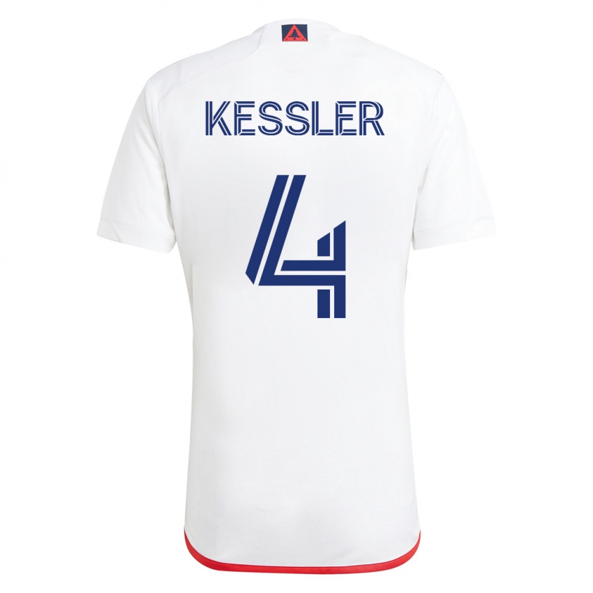 Niño Camiseta Henry Kessler #4 Blanco Rojo 2ª Equipación 2023/24 La Camisa
