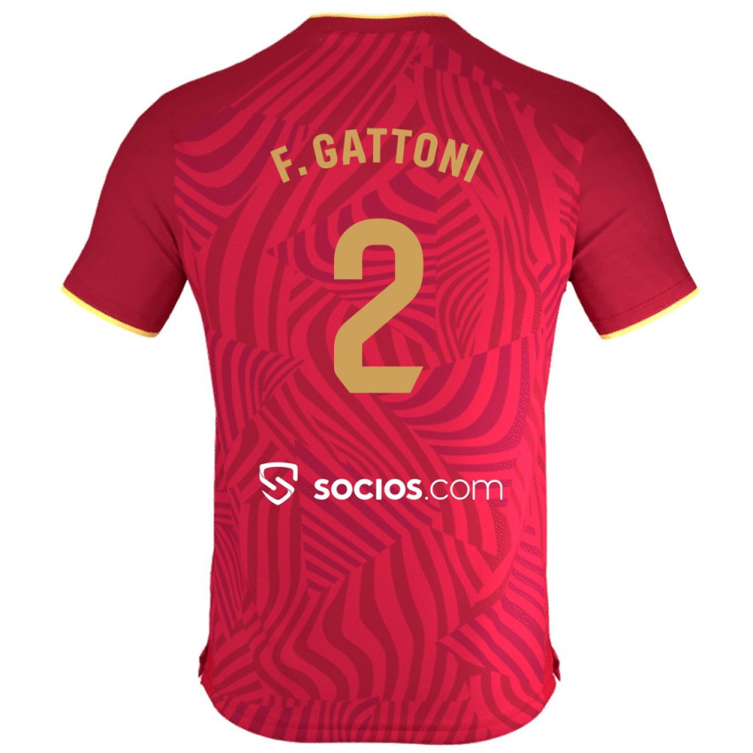 Niño Camiseta Federico Gattoni #2 Rojo 2ª Equipación 2023/24 La Camisa