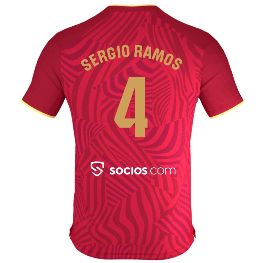 Niño Camiseta Sergio Ramos #4 Rojo 2ª Equipación 2023/24 La Camisa