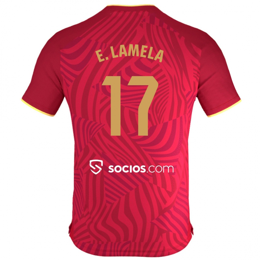 Niño Camiseta Erik Lamela #17 Rojo 2ª Equipación 2023/24 La Camisa